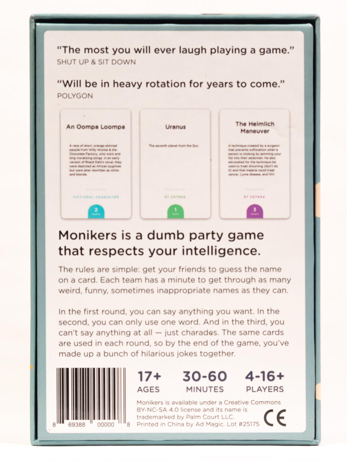 Monikers adult card game