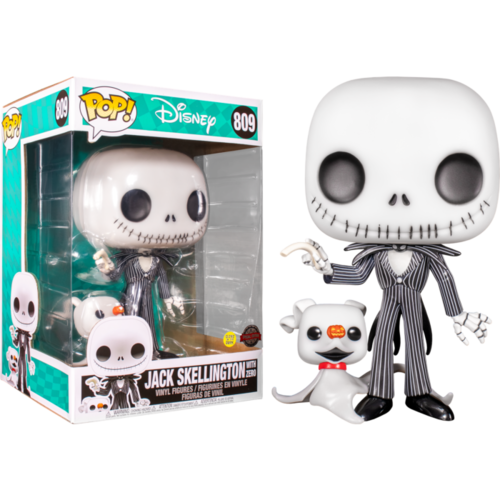 The Nightmare Before Christmas - Jack Skellington with Zero Glow in the Dark 10" #809 Pop! Vinyl