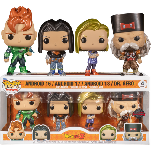 Dragon Ball Z - Android 16, Android 17, Android 18 & Dr Gero US Exclusive Pop! 4-Pack