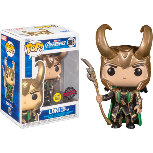 The Avengers - Loki with Scepter GLOW US Exclusive #985 Pop! Vinyl