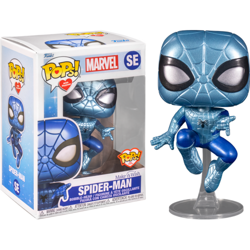 (SW) Spider-Man - Spider-Man Make A Wish Blue Metallic Pop! Vinyl Figure (Pops with Purpose) #SE