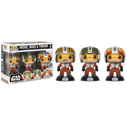 (sw) EXCLUSIVE STAR WARS X-WING 3 PACK 3.75" POP VINYL FUNKO BIGGS WEDGE PORKINS