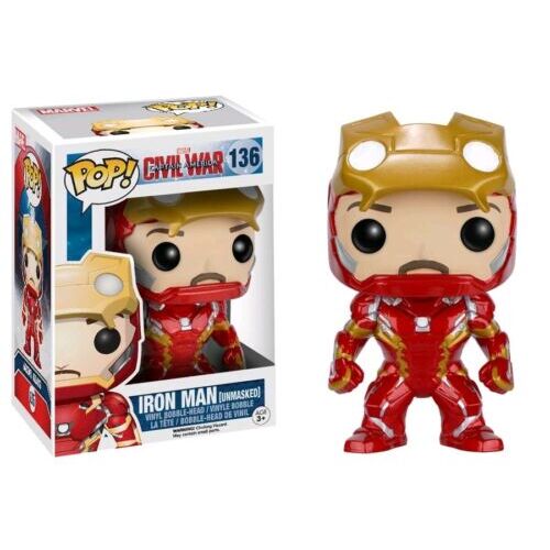 (SW) FUNKO POP MARVEL CAPTAIN AMERICA CIVIL WAR #136 IRON MAN (UNMASKED) VINYL