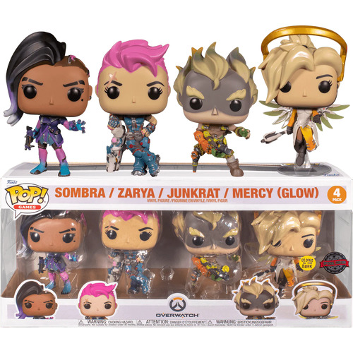 Pop! Vinyl Overwatch Figure - Glow Sombra | Zarya | Junkrat | Mercy Funko 4 Pack