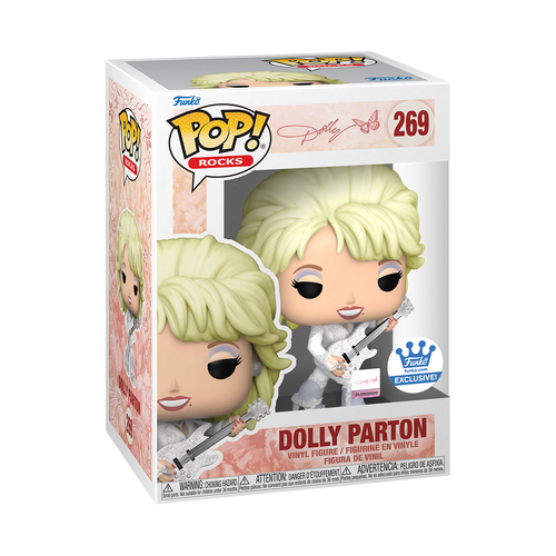 POP! DOLLY PARTON IN WHITE PANTSUIT 269 funko shop exclusive stickered