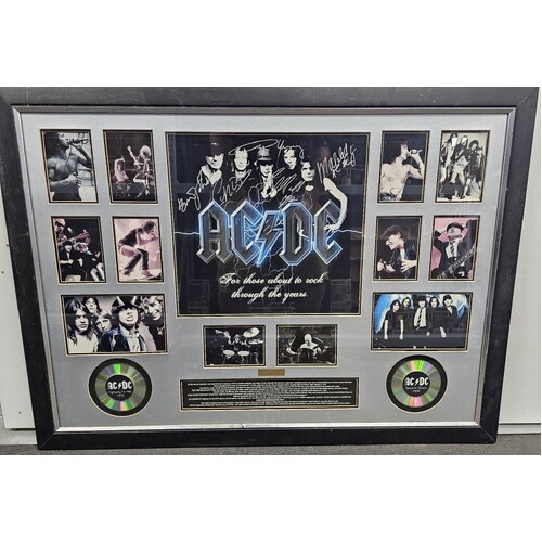 Signed ACDC Framed Album Poster with CD's *in fair condition