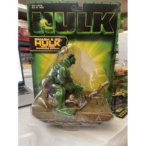 Vintage 2003 Smash and Go Hulk with Tank Smashing Action Toy