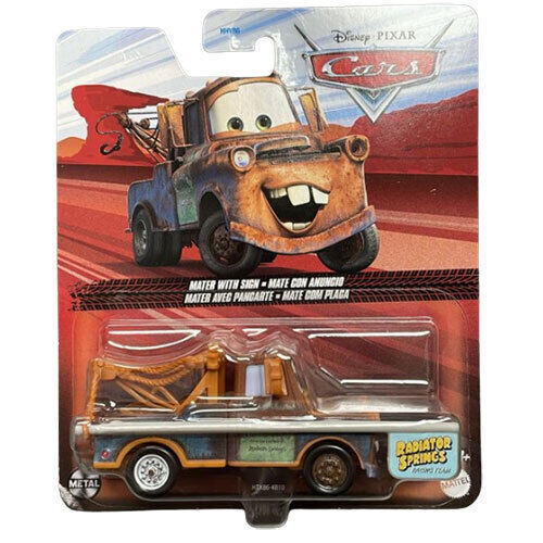 Mattel - Disney Pixar's Cars Die-Cast Vehicle Toy - MATER WITH SIGN HTX86