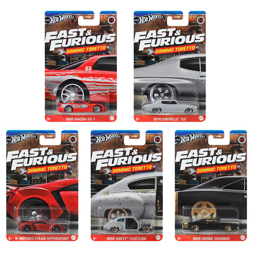 Hot Wheels Fast & Furious Themed - Dominic Toretto set of 5 hnr88