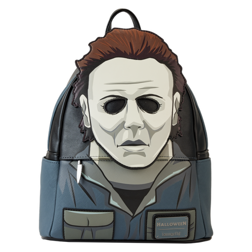 Halloween - Michael Myers Mask Cosplay Glow in the Dark 10" Faux Leather Mini Backpack
