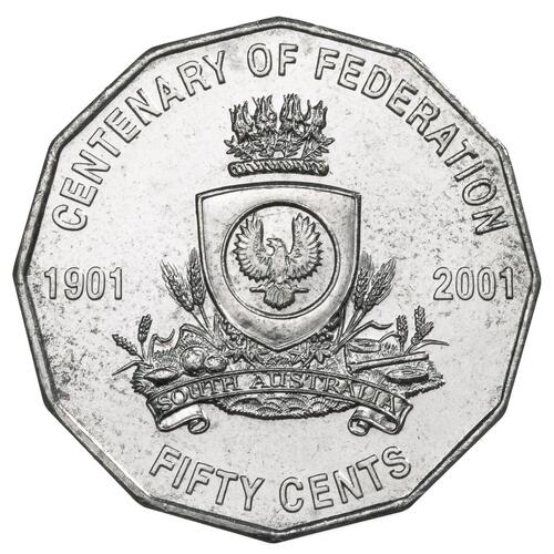 2001 RAM Centenary Of Federation 50c Circulated Coin - SOUTH AUSTRALIA (2.4m)