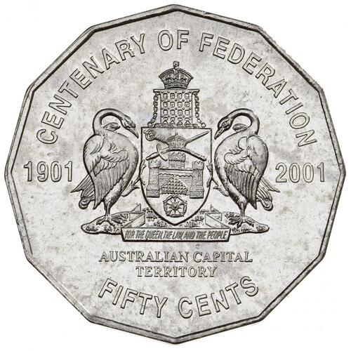 2001 ACT 50c Cent Australian Capital Territory Centenary of Federation Circulated (2.0m)