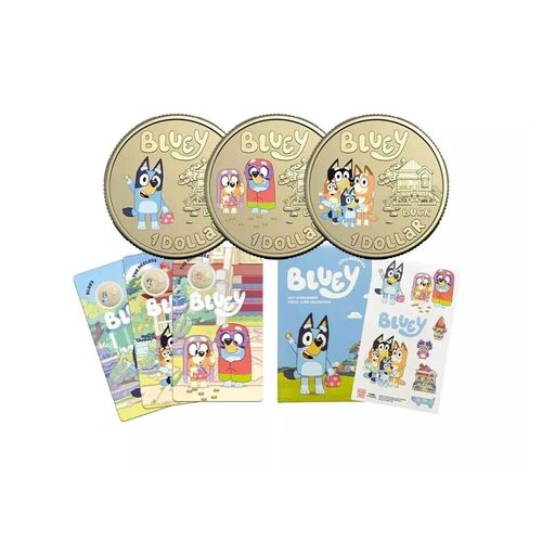 2024 $1 Bluey Dollarbucks - Coloured Uncirculated Three-Coin Collection 3 coin 