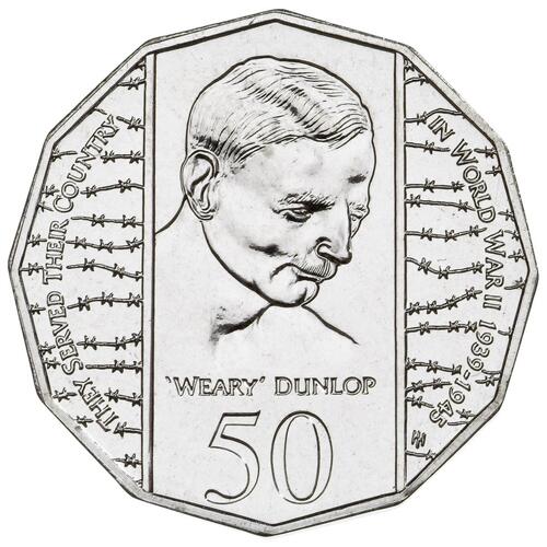 1995 50c End of WWII 50th Anniversary Weary Dunlop Circulated Coin (15.9m)