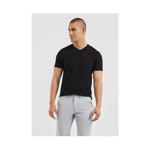 Black Pure Cotton V Neck T Shirt - Size L