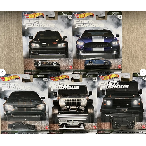 Hot Wheels Premium Fast & Furious - Furious Fleet 5 Set Die Cast cars