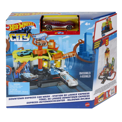 Hot Wheels City Downtown Express Car Wash toy car set