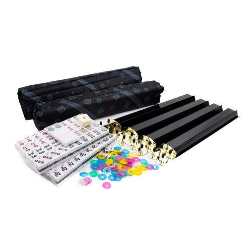 LPG Classics Mahjong Case Game - American Set w/ Black Tiles and Racks