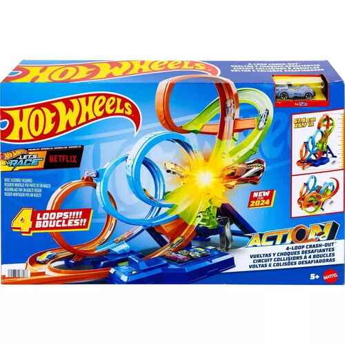 Hot Wheels Action 4-Loop Crash-Out car play set