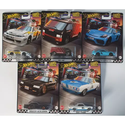 HOT WHEELS Boulevard Set #91 to 95 1:64 diecas silvia skyline van corvair cayman gt4