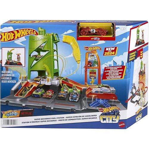 Hot Wheels City Super Recharge petrol station play set