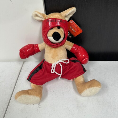 Australian Souvenir Boxing Kangaroo Soft Plush Toy 28cm RED