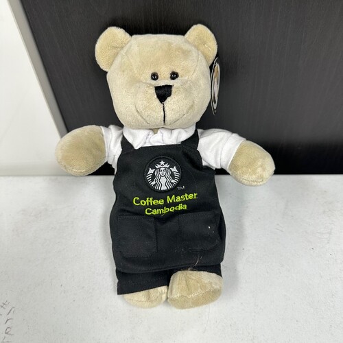 Starbucks Coffee Master Plush Bear CAMBODIA - BLACK Apron Bearista 2017