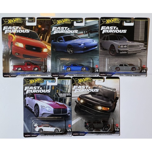 Case H * 5 Car Set Furious * 2024 Hot Wheels Premium Fast & Furious w/ 180SX & FJ