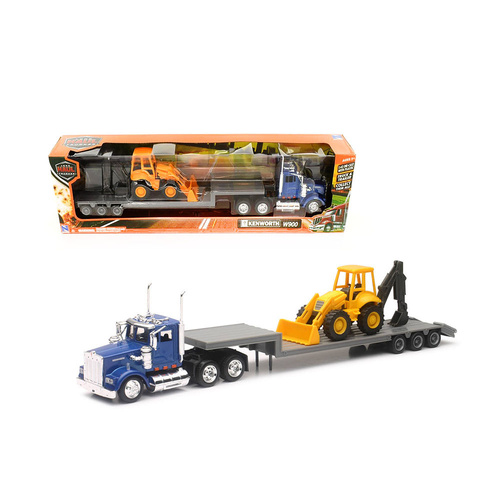 NewRay Licensed 1:43 Scale Kenworth W900 Lowboy With Wheel Loader Diecast Model Truck