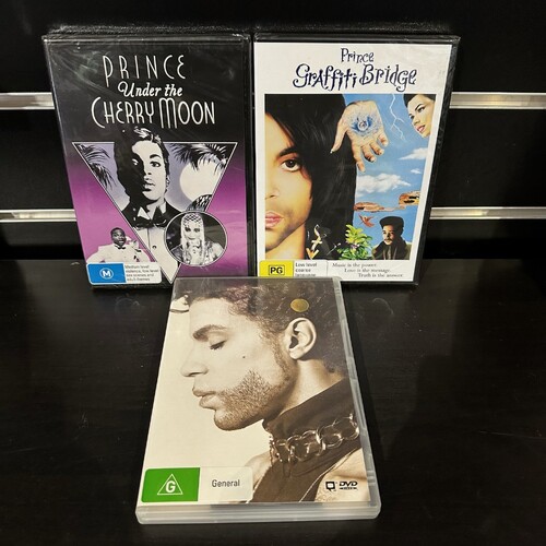 PRIINCE DVD BUNDLE - UNDER THE CHERRY MOON, GRAFFITI BRIDGE, THE HITS COLLECTION - GC