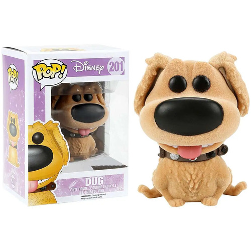 POP! Vinyl Disney UP - Dug (Flocked) #201 Rare in Plastic Pop Protector