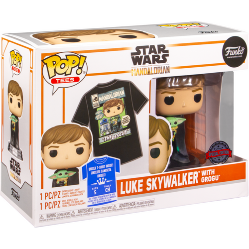 Star Wars: The Mandalorian - Luke Skywalker with Grogu Pop! Vinyl Figure & T-Shirt Box Set XL