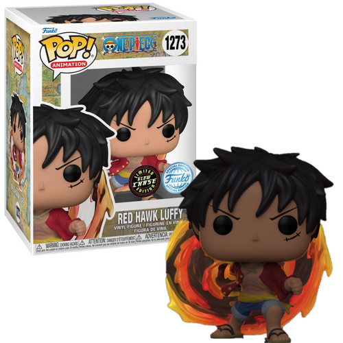 POP! Vinyl One Piece - Red Hawk Luffy #1273 GLOW CHASE with Pop Protector