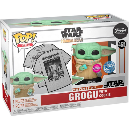 Star Wars: Mandalorian - Grogu with Cookie Flocked Pop! Vinyl Figure & T-Shirt Box Set XL