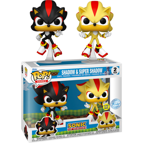 Sonic the Hedgehog - Shadow & Super Shadow Glow-in-the-Dark Pop! Vinyl Figure 2-Pack