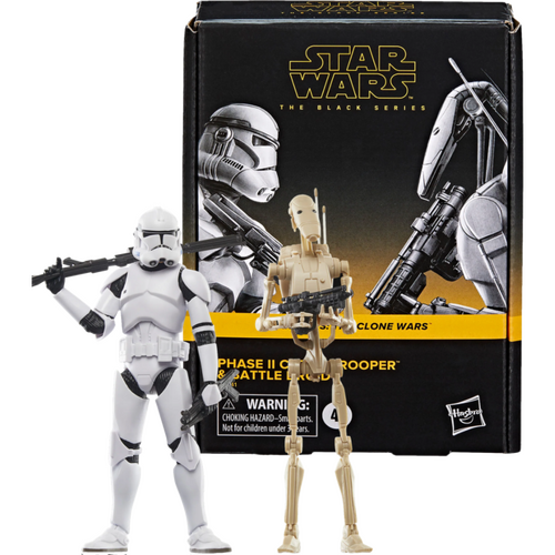 Star Wars: The Clone Wars - Phase II Clone Trooper & Battle Droid Black Series 6" Scale Action Figure 2-Pack