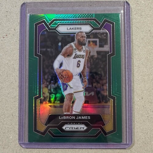 2023/24 PANINI PRIZM BASKETBALL - LEBRON JAMES - GREEN REFRACTOR CARD #63