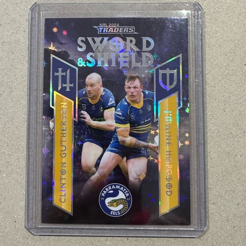 2024 NRL TRADERS TITANIUM PARRAMATTA EELS SWORD & SHIELD TEAM CARD 28/43