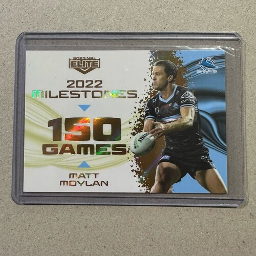 2023 NRL ELITE MILESTONE GAMES CASE CARD - MATT MOYLAN - CRONULLA SHARKS #22/42