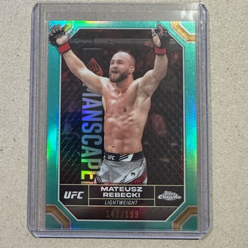 2024 Topps Chrome UFC - Mateusz Rebecki  Aqua Refractor 147/199 #127