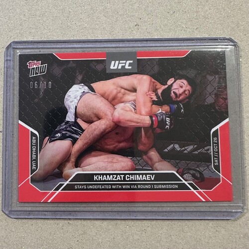 2024 UFC Topps Now UFC 308 - KHAMZAT CHIMAEV 06/10 RED PARALLEL #28