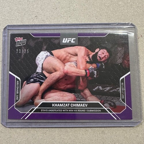 2024 UFC Topps Now UFC 308 - KHAMZAT CHIMAEV 23/25 PURPLE PARALLEL #28